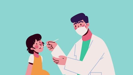 Poster - professional doctor with little girl patient