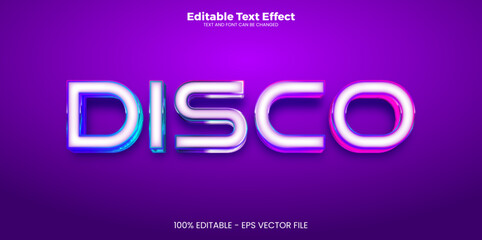 Wall Mural - Disco editable text effect in modern neon style