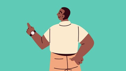 Wall Mural - afro businessman worker character animation