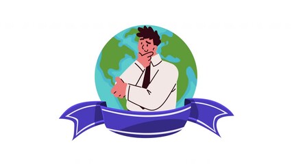 Poster - elegant businessman with world planet