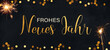 canvas print picture - Frohes neues Jahr 2023 Silvester Feiertags Grußkarte mit Text - Goldene Wunderkerzen und Bokeh Lichter, Collage an schwarzem Himmel in der Nacht