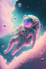 Beautiful painting of an astronaut on a different planet. Generative AI