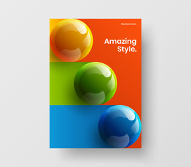 Minimalistic 3D spheres poster layout. Amazing banner vector design illustration.