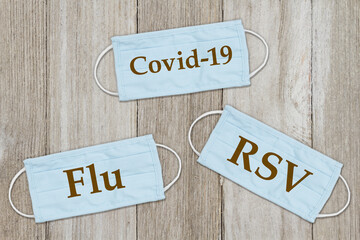 rsv, covid-19 and flu message on face masks
