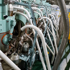 Machinery space of a bulk carrier Panamax vessel