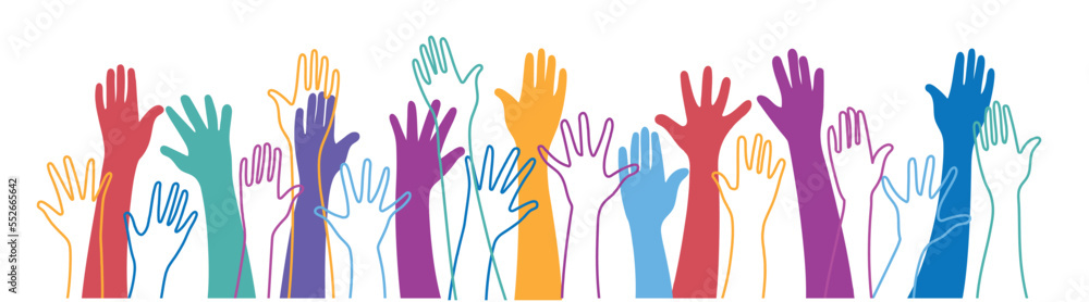 Hands up vector illustration with different skin color. Stock Vector ...
