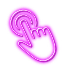 Wall Mural - Hand cursor line icon. Click action sign. Neon light effect outline icon.