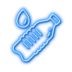 Wall Mural - Water bottle line icon. Clean aqua sign. Neon light effect outline icon.