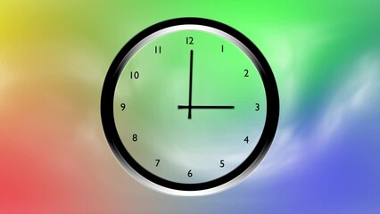Wall Mural - infinity time looping clock on colorful blurred light motion animation background.