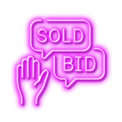 Wall Mural - Bid offer line icon. Auction sign. Neon light effect outline icon.