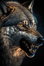 Snarling Wolf Portrait