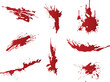 A collection of blood splats  and smears for artwork compositions and textures.