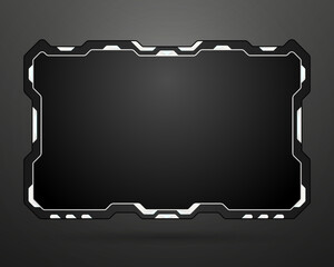Abstract black and white live stream overlay futuristic video panel template