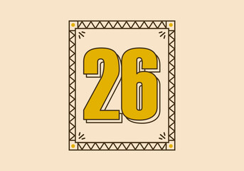 Wall Mural - Vintage rectangle frame with number 26 on it