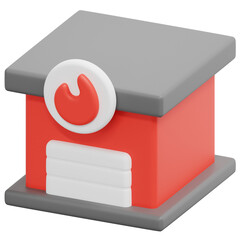 Poster - fire station 3d render icon illustration