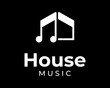 House Music Home Musical Building Quaver Studio Cottage Note Melody Tune Clef Key Vector Logo Design