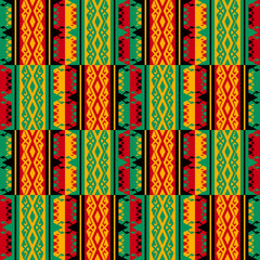 Wall Mural - Ethnic African traditional pattern. Vector African tribal kente colorful pattern seamless background. Abstract African pattern for fabric, home interior decoration elements, upholstery, wrapping.