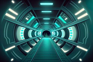 Background of an AI digital tunnel for advertising in a sci fi and technological advancement setting. Generative AI