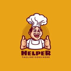 Wall Mural - Mascot Cartoon Character Chef Logo Design Vector Illustration Template Idea