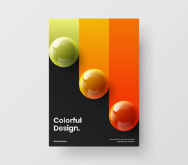 Wall Mural - fresh postcard a4 design vector layout. minimalistic realistic spheres corporate cover template.