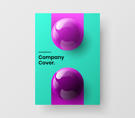 Wall Mural - clean 3d balls journal cover illustration. creative booklet vector design concept.