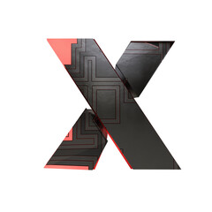 sci-fi text effect letter X. 3d render