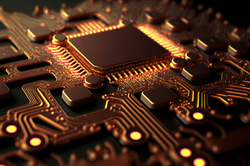 Close-up of the computer circuit board