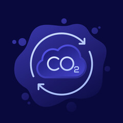 Sticker - co2 gas, carbon dioxide offset icon, vector design