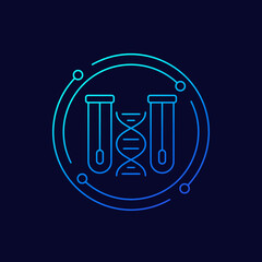 Poster - dna swab tests icon, linear design