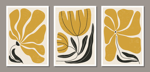 Matisse inspired contemporary collage botanical minimalist wall art posters set