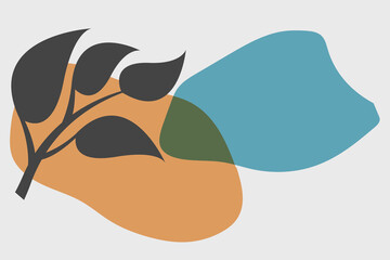 Wall Mural - minimal art. plant artistic. boho floral hand drawn background with abstract plant.