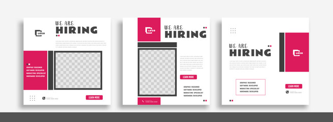 Wall Mural - We are hiring job vacancy social media post banner design template. We are hiring job vacancy square web banner design.	