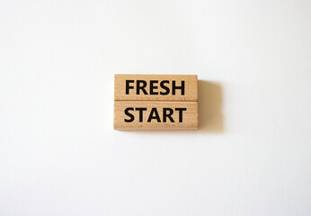 Wall Mural - Fresh start symbol. Wooden blocks with words Fresh start. Beautiful white background. Business and Fresh start concept. Copy space.