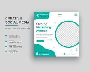 Wall Mural - Digital marketing agency social media post and Square web banner template

