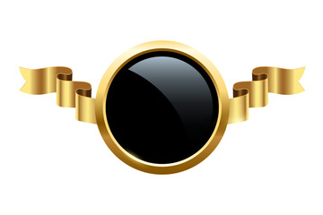 Wall Mural - gold circle frame and ribbon with shine and sparkle light effect, 3d golden circular ring