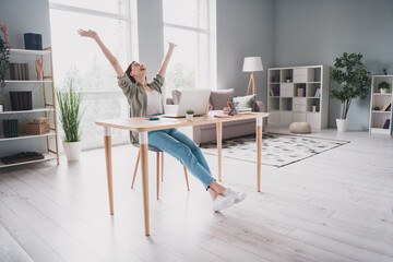 Canvas Print - Photo of happy lady director international company deal signed document partnership winner victory achievement growth office home indoor