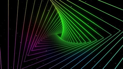 Wall Mural - abstract tunnel neon looping background with, green neon background, dj background, concert party concept, music modern element, triangle portal