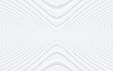 Fototapete - White striped pattern background, 3d lines design, abstract symmetrical minimal white gray backdrop for business presentation, vector illustration