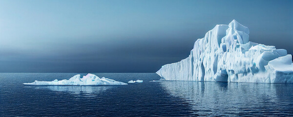 Wall Mural - Panorama Iceberg in Antarctica, Generative AI Art Illustration