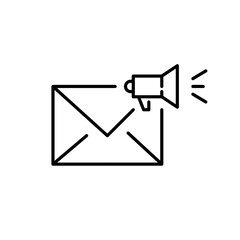 Wall Mural - sharing e-mails. envelope with loudspeaker. pixel perfect, editable stroke icon