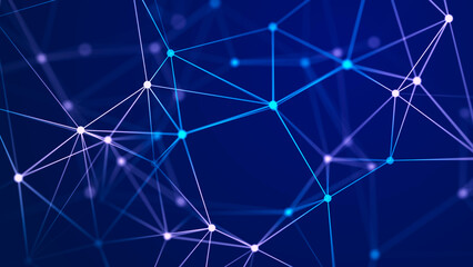 Wall Mural - connection of colored lines and shapes in space. big data visualization. digital background. 3d rend