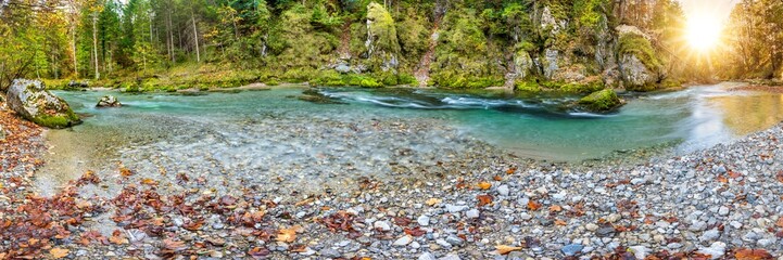 Poster - wild river with clear water in beautiful canyon
