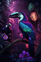 Iillustration Of A TOUCAN In The Jungle.
