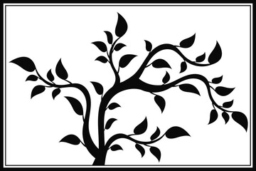 Wall Mural - tree branch with leaves. abstract vector twig isolated. botanical illustration.
