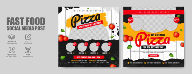 Wall Mural - fast food restaurant pizza sale business online marketing social media post. food menu promotion fly