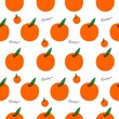 Seamless orange pattern and green leaves on a light background. Vector illustration. Seamless fruits background.