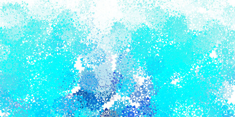 Wall Mural - Light blue vector beautiful snowflakes backdrop with flowers.