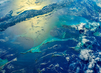 Wall Mural - turquoise and blue waters in the caribbean. digital enhancement. elements by nasa