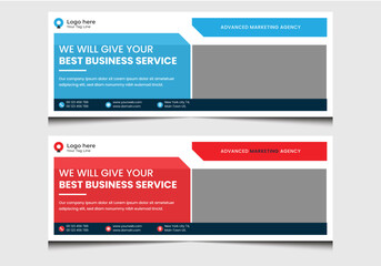 Wall Mural - Corporate minimal modern digital business marketing red & blue banner for a social media post template