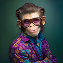 Portrait Of A Monkey In A Fashionable Suit